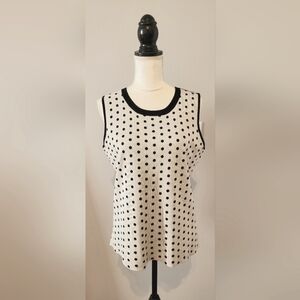 Brand New Silk & Cashmere Polka Dot Jacquard Top from Saks Fifth Avenue Size L